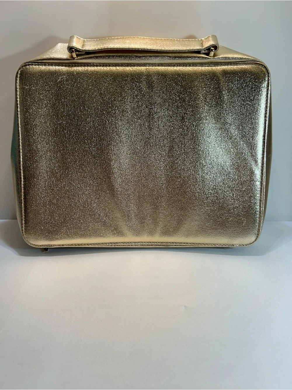 Lancome Metallic Gold‎ Cosmetic Bag with Embossed Geometric Rose